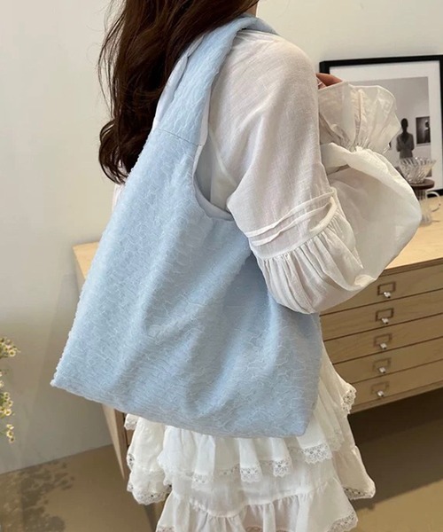 shopnikoniko(ショップニコニコ)の「トートバッグ A4 ふくれジャガード チュールレース パステルカラー(トートバッグ・レディース・ブルー/ブラック/ピンク/ホワイト/パープル・フリー)」の20枚目の写真