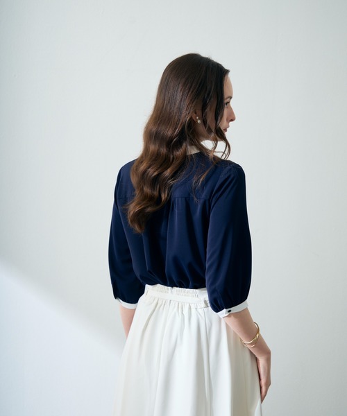 MISCH MASCH(ミッシュマッシュ)の「ZOZO限定 配色リボンブラウス(シャツ/ブラウス・レディース・ホワイト/ライトグリーン/ネイビー・フリ-)」の22枚目の写真