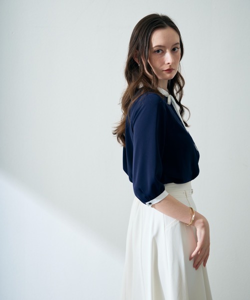 MISCH MASCH(ミッシュマッシュ)の「ZOZO限定 配色リボンブラウス(シャツ/ブラウス・レディース・ホワイト/ライトグリーン/ネイビー・フリ-)」の21枚目の写真