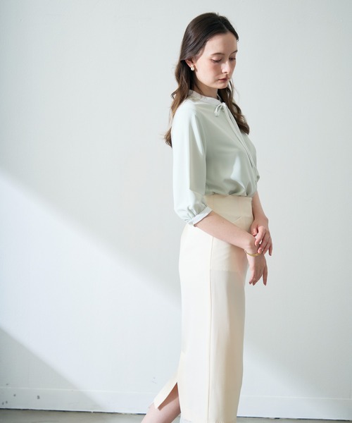 MISCH MASCH(ミッシュマッシュ)の「ZOZO限定 配色リボンブラウス(シャツ/ブラウス・レディース・ホワイト/ライトグリーン/ネイビー・フリ-)」の12枚目の写真