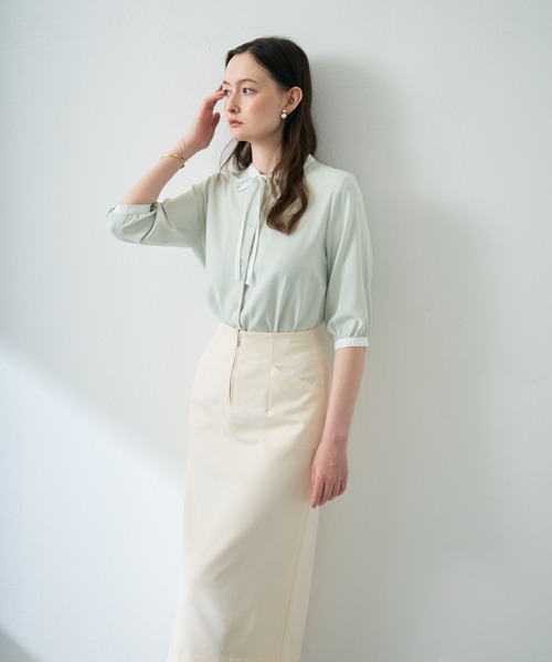 MISCH MASCH(ミッシュマッシュ)の「ZOZO限定 配色リボンブラウス(シャツ/ブラウス・レディース・ホワイト/ライトグリーン/ネイビー・フリ-)」の10枚目の写真