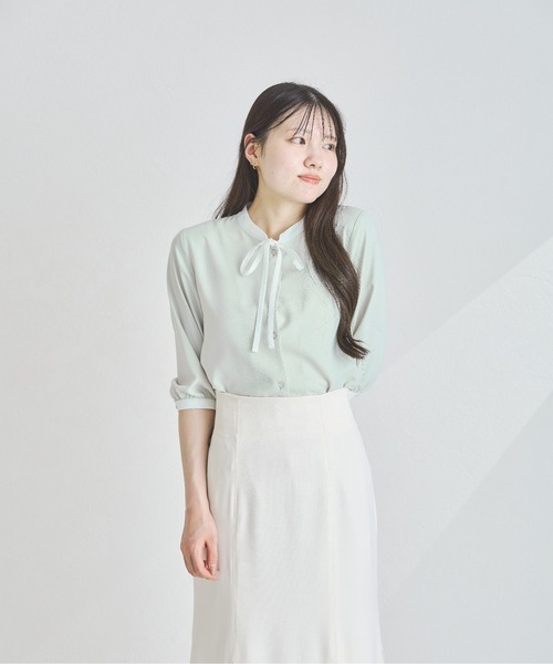 セール】ZOZO限定 2025春夏新作 配色リボンブラウス（シャツ