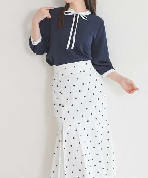 MISCH MASCH(ミッシュマッシュ)の「ZOZO限定 配色リボンブラウス(シャツ/ブラウス・レディース・ホワイト/ライトグリーン/ネイビー・フリ-)」の19枚目の写真