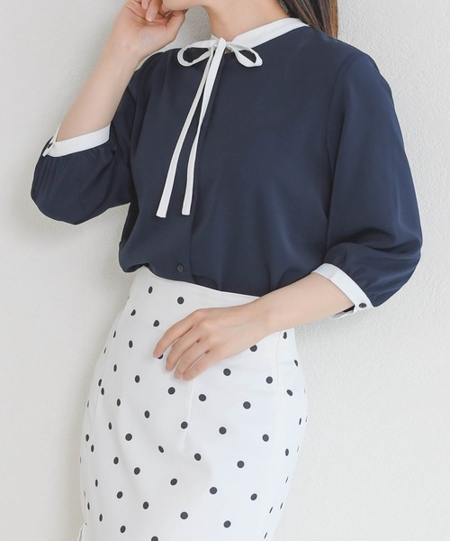 MISCH MASCH(ミッシュマッシュ)の「ZOZO限定 配色リボンブラウス(シャツ/ブラウス・レディース・ホワイト/ライトグリーン/ネイビー・フリ-)」の15枚目の写真