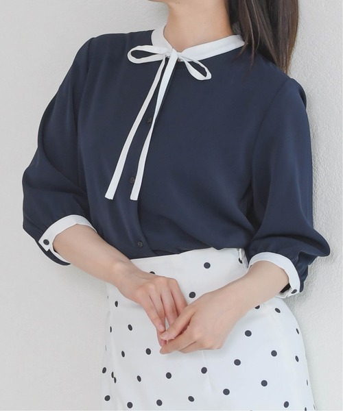 MISCH MASCH(ミッシュマッシュ)の「ZOZO限定 配色リボンブラウス(シャツ/ブラウス・レディース・ホワイト/ライトグリーン/ネイビー・フリ-)」の16枚目の写真