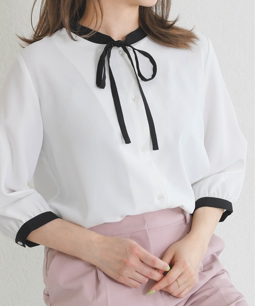 MISCH MASCH(ミッシュマッシュ)の「ZOZO限定 配色リボンブラウス(シャツ/ブラウス・レディース・ホワイト/ライトグリーン/ネイビー・フリ-)」の12枚目の写真