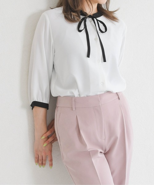 MISCH MASCH(ミッシュマッシュ)の「ZOZO限定 配色リボンブラウス(シャツ/ブラウス・レディース・ホワイト/ライトグリーン/ネイビー・フリ-)」の11枚目の写真