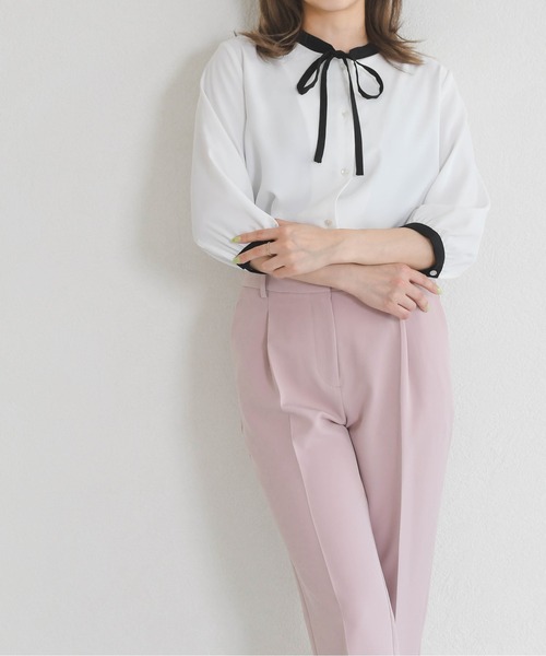 MISCH MASCH(ミッシュマッシュ)の「ZOZO限定 配色リボンブラウス(シャツ/ブラウス・レディース・ホワイト/ライトグリーン/ネイビー・フリ-)」の10枚目の写真