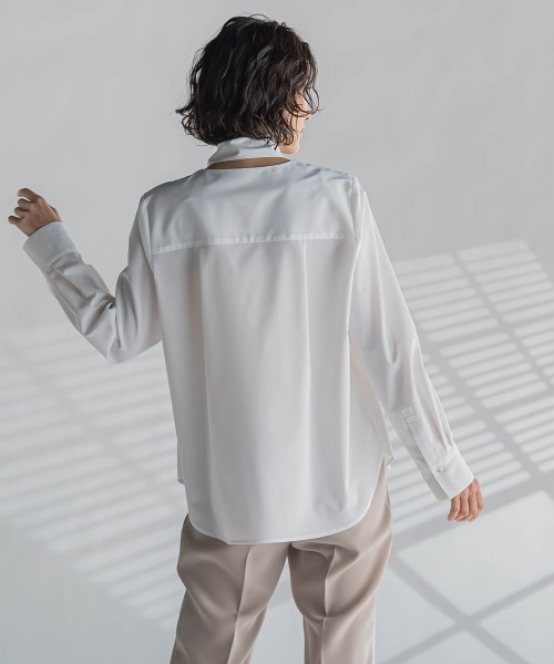 la.f…(ラエフ)の「ボウタイリボンブラウス≪洗濯機で洗える≫(シャツ/ブラウス・レディース・ホワイト/ピンク・9号/7号)」の6枚目の写真