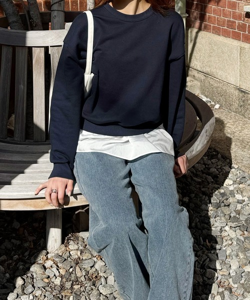 LE MORE（リモア）の「コンパクトスウェットプルオーバー（スウェット・レディース・ピンク/ネイビー/グレー・FREE）」の4枚目の写真