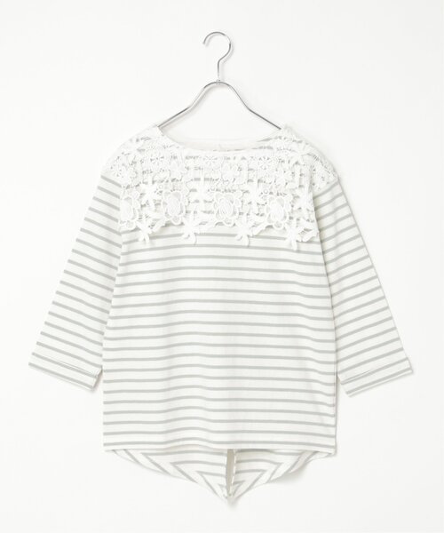 LBC（エルビーシー）の「レース使いボーダーT（Tシャツ/カットソー・レディース・グレー/ブラック/ピンク・M）」の5枚目の写真