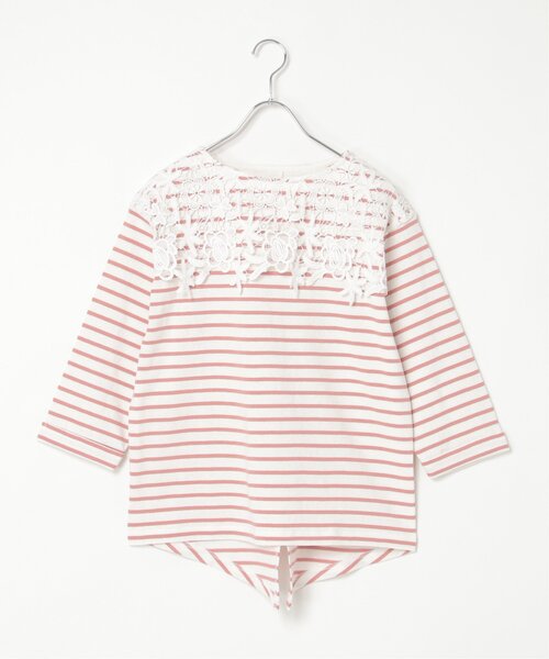 LBC（エルビーシー）の「レース使いボーダーT（Tシャツ/カットソー・レディース・グレー/ブラック/ピンク・M）」の4枚目の写真