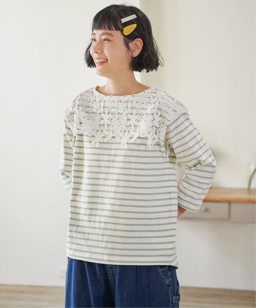 LBC（エルビーシー）の「レース使いボーダーT（Tシャツ/カットソー・レディース・グレー/ブラック/ピンク・M）」の9枚目の写真
