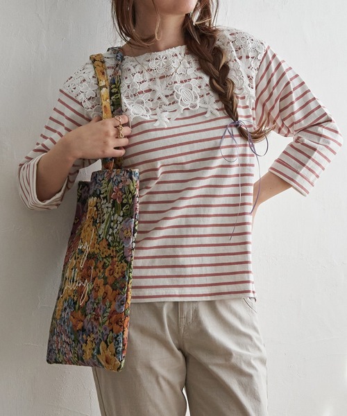 LBC（エルビーシー）の「レース使いボーダーT（Tシャツ/カットソー・レディース・グレー/ブラック/ピンク・M）」の11枚目の写真
