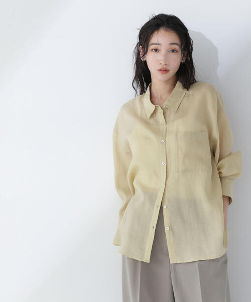 NATURAL BEAUTY BASIC（ナチュラルビューティーベーシック）の「◇ラミーブレンドオーバーシャツ（シャツ/ブラウス・レディース・ホワイト系その他/マスタード/チャコールグレー/ブルー・FREE）」の5枚目の写真