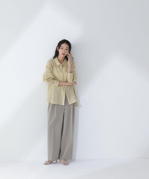 NATURAL BEAUTY BASIC（ナチュラルビューティーベーシック）の「◇ラミーブレンドオーバーシャツ（シャツ/ブラウス・レディース・ホワイト系その他/マスタード/チャコールグレー/ブルー・FREE）」の6枚目の写真