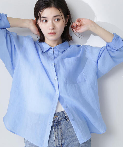 NATURAL BEAUTY BASIC（ナチュラルビューティーベーシック）の「◇ラミーブレンドオーバーシャツ（シャツ/ブラウス・レディース・ホワイト系その他/マスタード/チャコールグレー/ブルー・FREE）」の18枚目の写真