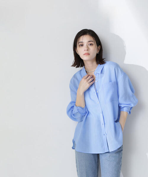 NATURAL BEAUTY BASIC（ナチュラルビューティーベーシック）の「◇ラミーブレンドオーバーシャツ（シャツ/ブラウス・レディース・ホワイト系その他/マスタード/チャコールグレー/ブルー・FREE）」の20枚目の写真