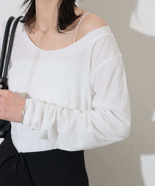 JOURNAL STANDARD(ジャーナルスタンダード)の「シアーフライス2WAYロングスリーブ(Tシャツ/カットソー・レディース・ブラック/カーキ/ライトブルー/イエロー系その他/ホワイト・FREE)」の2枚目の写真