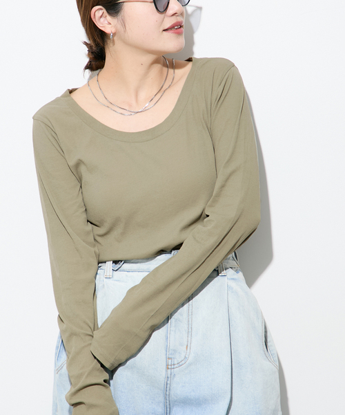 JOURNAL STANDARD(ジャーナルスタンダード)の「シアーフライス2WAYロングスリーブ(Tシャツ/カットソー・レディース・ブラック/カーキ/ライトブルー/イエロー系その他/ホワイト・FREE)」の4枚目の写真