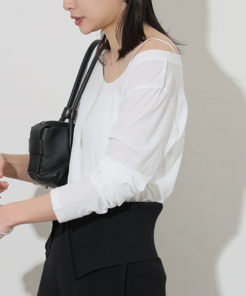 JOURNAL STANDARD(ジャーナルスタンダード)の「シアーフライス2WAYロングスリーブ(Tシャツ/カットソー・レディース・ブラック/カーキ/ライトブルー/イエロー系その他/ホワイト・FREE)」の20枚目の写真