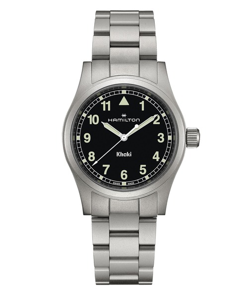 HAMILTON（ハミルトン）の「HAMILTON [ハミルトン] 腕時計 Khaki Field （カーキ フィールド）  クオーツ 38MM ブラック×シルバー（アナログ腕時計・メンズ・ブラック・FREE）」の6枚目の写真