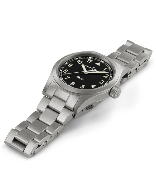 HAMILTON（ハミルトン）の「HAMILTON [ハミルトン] 腕時計 Khaki Field （カーキ フィールド）  クオーツ 38MM ブラック×シルバー（アナログ腕時計・メンズ・ブラック・FREE）」の4枚目の写真
