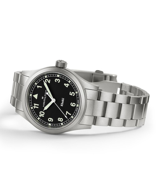HAMILTON（ハミルトン）の「HAMILTON [ハミルトン] 腕時計 Khaki Field （カーキ フィールド）  クオーツ 38MM ブラック×シルバー（アナログ腕時計・メンズ・ブラック・FREE）」の5枚目の写真