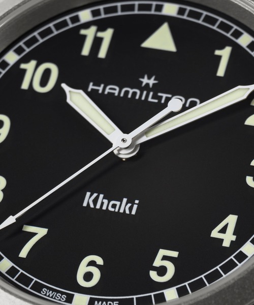 HAMILTON（ハミルトン）の「HAMILTON [ハミルトン] 腕時計 Khaki Field （カーキ フィールド）  クオーツ 38MM ブラック×シルバー（アナログ腕時計・メンズ・ブラック・FREE）」の3枚目の写真