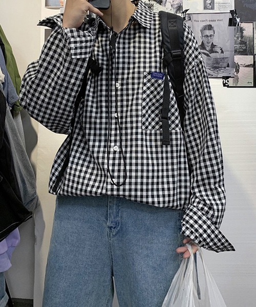 VIBGYOR（ヴィブジョー）の「[NARULA/ナルラ]ギンガムチェック リラックスフィット レギュラーカラーシャツ(CZ)（シャツ/ブラウス・メンズ・ブラック/ブラウン/ブルー・MEDIUM/LARGE/X-LARGE）」の6枚目の写真