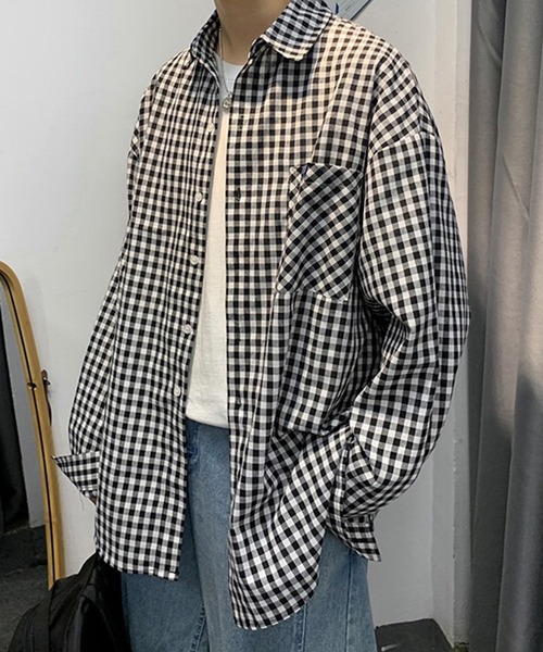 VIBGYOR（ヴィブジョー）の「[NARULA/ナルラ]ギンガムチェック リラックスフィット レギュラーカラーシャツ(CZ)（シャツ/ブラウス・メンズ・ブラック/ブラウン/ブルー・MEDIUM/LARGE/X-LARGE）」の7枚目の写真