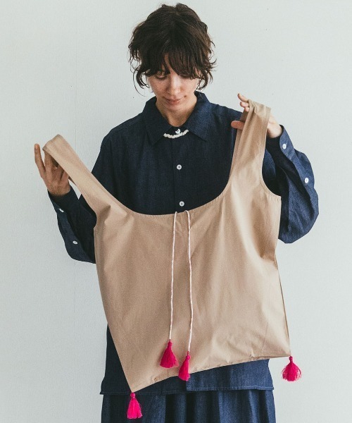 fog linen work(フォグリネンワーク)の「fog(フォグ)コットンアモリバッグ(ハンドバッグ・レディース・カーキ/ブラック/インディゴブルー/ライトベージュ・ONE SIZE)」の3枚目の写真