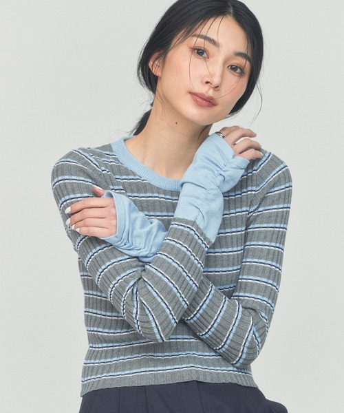 BLUE×PALANG(ブルーパラン)の「BORDER TEE KNIT(ニット/セーター・レディース・ロイヤルブルー/ブラック/グレー・FREE)」の1枚目の写真