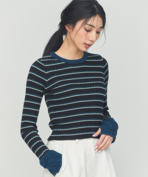 BLUE×PALANG(ブルーパラン)の「BORDER TEE KNIT(ニット/セーター・レディース・ロイヤルブルー/ブラック/グレー・FREE)」の17枚目の写真