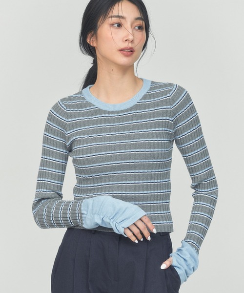 BLUE×PALANG(ブルーパラン)の「BORDER TEE KNIT(ニット/セーター・レディース・ロイヤルブルー/ブラック/グレー・FREE)」の14枚目の写真