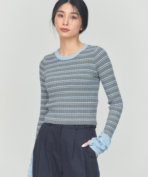 BLUE×PALANG(ブルーパラン)の「BORDER TEE KNIT(ニット/セーター・レディース・ロイヤルブルー/ブラック/グレー・FREE)」の15枚目の写真