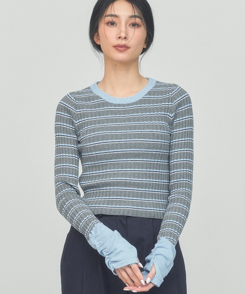 BLUE×PALANG(ブルーパラン)の「BORDER TEE KNIT(ニット/セーター・レディース・ロイヤルブルー/ブラック/グレー・FREE)」の13枚目の写真