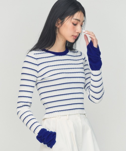 BLUE×PALANG(ブルーパラン)の「BORDER TEE KNIT(ニット/セーター・レディース・ロイヤルブルー/ブラック/グレー・FREE)」の19枚目の写真