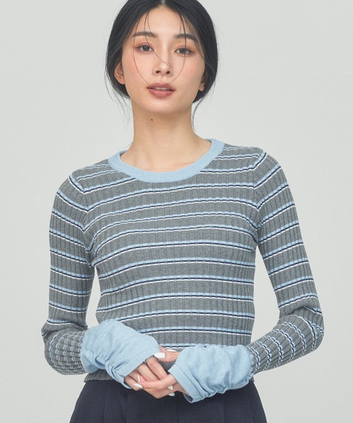 BLUE×PALANG(ブルーパラン)の「BORDER TEE KNIT(ニット/セーター・レディース・ロイヤルブルー/ブラック/グレー・FREE)」の11枚目の写真