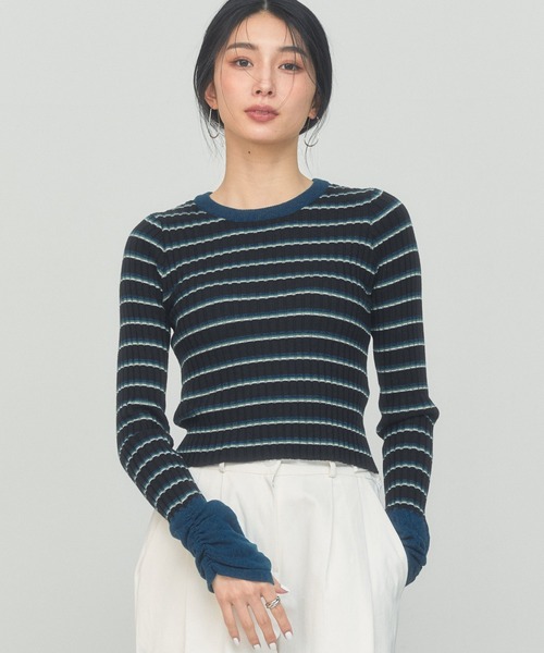 BLUE×PALANG(ブルーパラン)の「BORDER TEE KNIT(ニット/セーター・レディース・ロイヤルブルー/ブラック/グレー・FREE)」の12枚目の写真