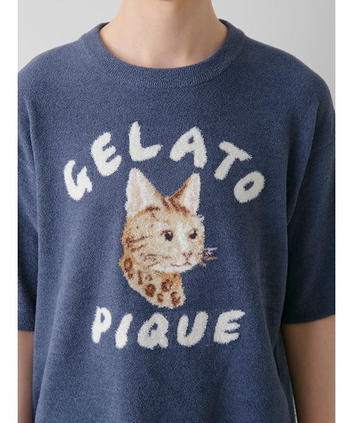 ジェラートピケ gelato pique キャットサテンシャツ （ブルー