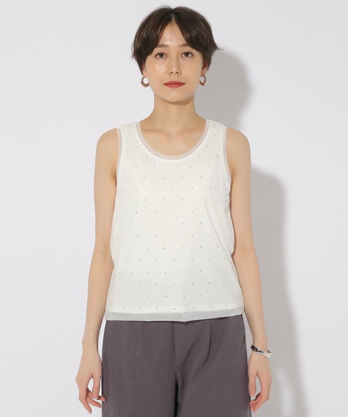 Lija ホワイト タンクトップ 白鷺ニット 綿100% 冷感インナー タンクトップ レディース 春夏