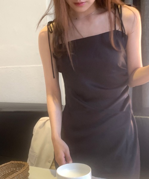 YUGA(ユーガ)の「YUGA_YGMC Ribbon camisole dress(ワンピース・レディース・ブラック/オフホワイト・M/S)」の13枚目の写真