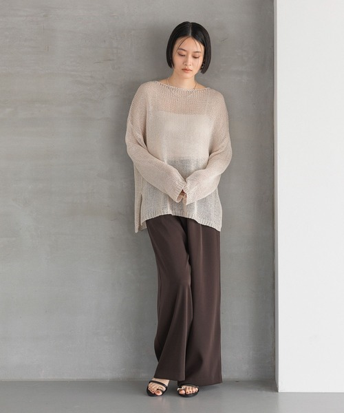 A part by（アパートバイ）の「【Sサイズ展開・洗える】イージーストレートパンツ（スラックス・レディース・ブラウン/ベージュ/ブラック/アイボリー・SMALL/MEDIUM）」の22枚目の写真