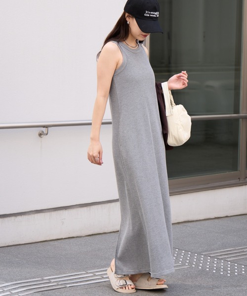 COLONY 2139(コロニートゥーワンスリーナイン)の「WEB限定/ワッフルアメスリロングワンピース(ワンピース・レディース・ブラック/グレー/ライトグレー・FREE)」の3枚目の写真