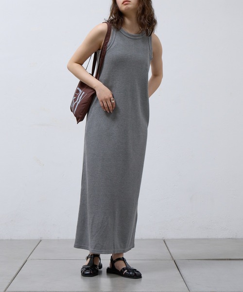 COLONY 2139(コロニートゥーワンスリーナイン)の「WEB限定/ワッフルアメスリロングワンピース(ワンピース・レディース・ブラック/グレー/ライトグレー・FREE)」の16枚目の写真