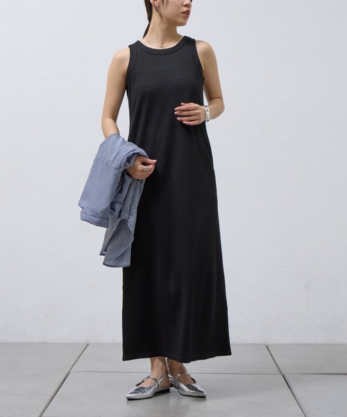 COLONY 2139(コロニートゥーワンスリーナイン)の「WEB限定/ワッフルアメスリロングワンピース(ワンピース・レディース・ブラック/グレー/ライトグレー・FREE)」の5枚目の写真