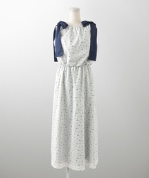 ショルダーリボン ワンピース Made with Liberty Fabric HUIT