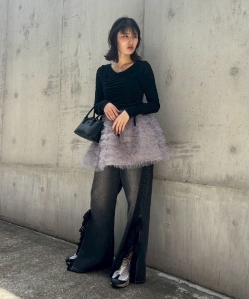スカート HONEY MI HONEY tulle tiered mini skirt tulle tiered mini skirt（スカート）｜HONEY MI HONEY（ハニー