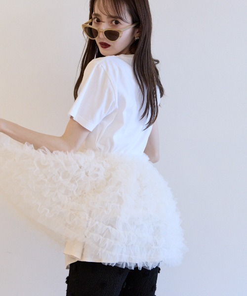 スカート HONEY MI HONEY tulle tiered mini skirt tulle tiered mini skirt（スカート）｜HONEY MI HONEY（ハニー